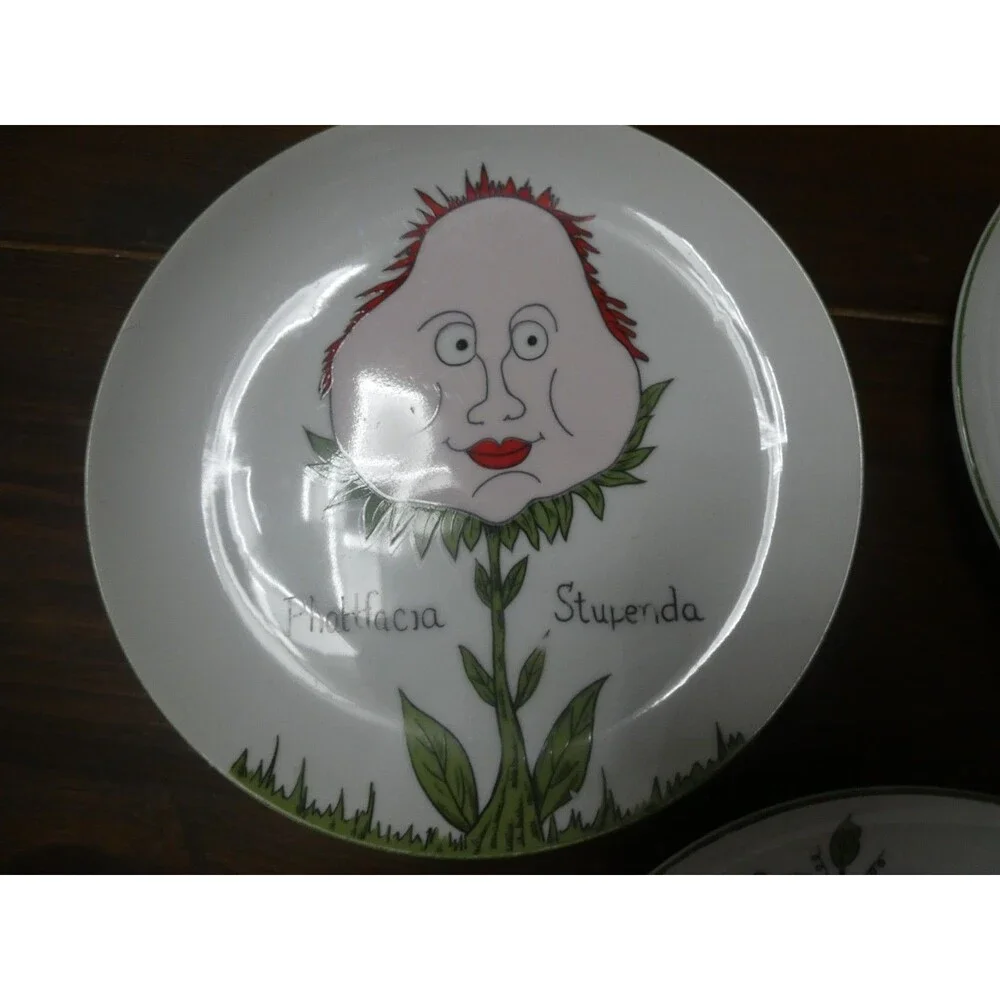 Franci Villa Vanilla Palm Beach Set 4 Salad Plates Illustrated Taste Setter 7.5